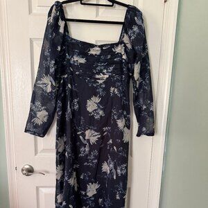 Abercrombie & Fitch Emerson Chiffon Long Sleeve Midi Dress